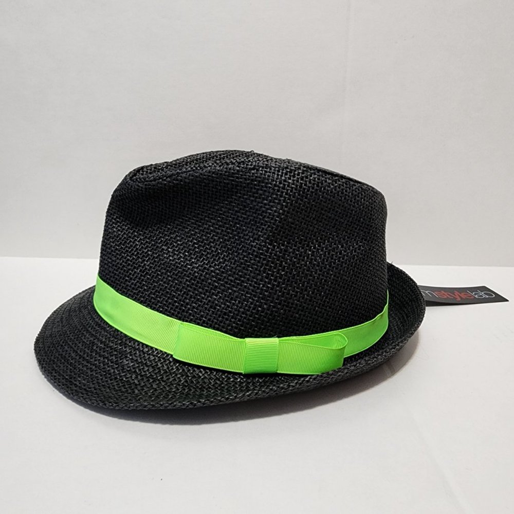 MSTYLELAB Straw Black Hat One Size with 100% Paper